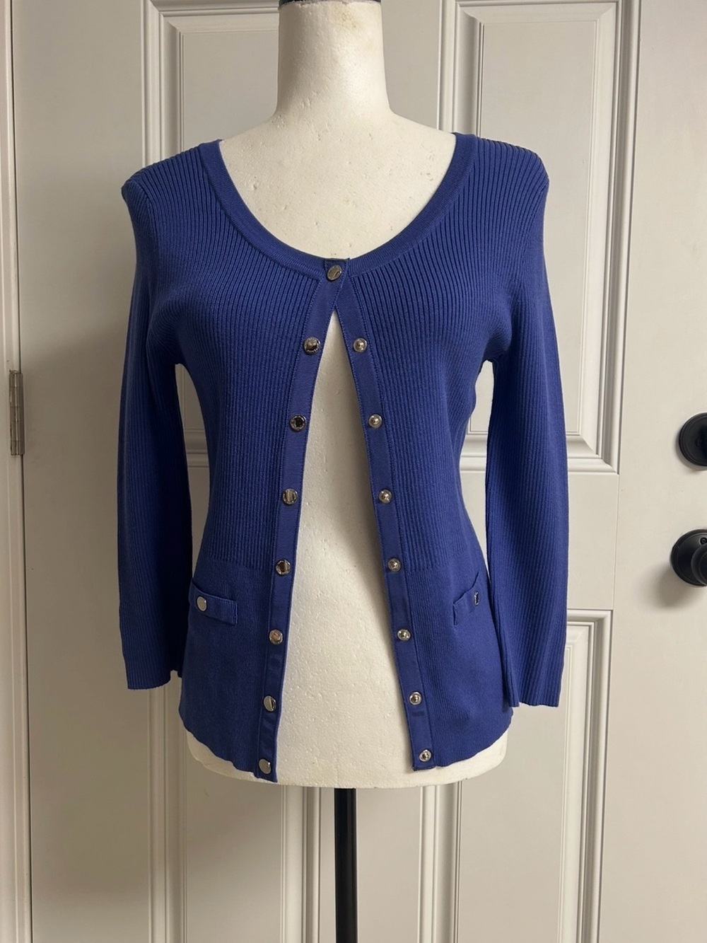 WHBM Periwinkle Blue Ribbed Cardigan NWT Size S